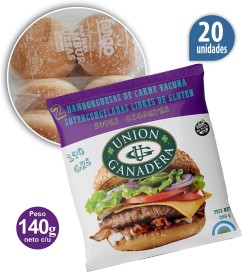 Maxi hamburguesa Unión Ganadera x 120 grs cada una x 20u + pan fargo + 1 aderezo