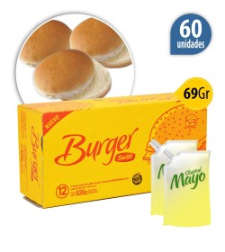 Medallón de carne vacuna Swift Burger 69Gr x60u s/ T.A.C.C + Pan + 2 aderezos