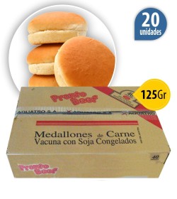 Hamburguesón Prontobeef de 125 Grs x 20 con Pan + 1aderezo