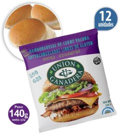 Maxi hamburguesa Unión Ganadera x 120 grs cada una x 12u + panes maxi + 1 aderezo